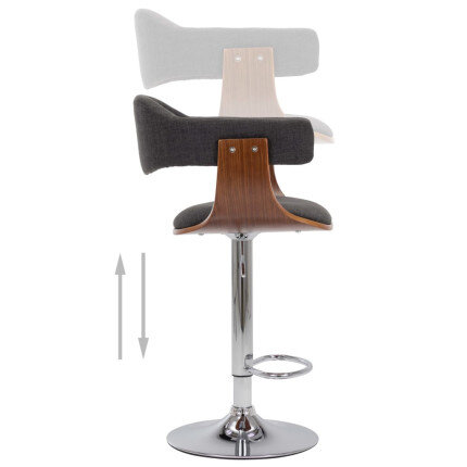 Tabourets de bar Rétro / Vintage en lot de 2 en bois courbé et tissu Gris  {attributes}