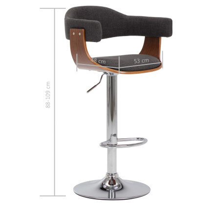 Tabourets de bar Rétro / Vintage en lot de 2 en bois courbé et tissu Gris  {attributes}