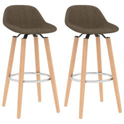 Tabourets de bar en lot de 2 en tissu Brun