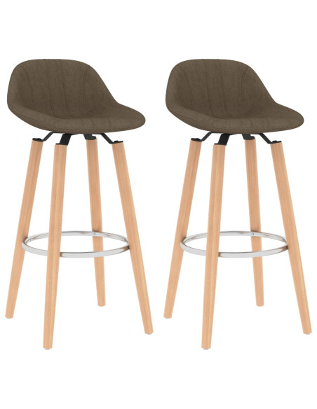Tabourets de bar en lot de 2 en tissu Brun  