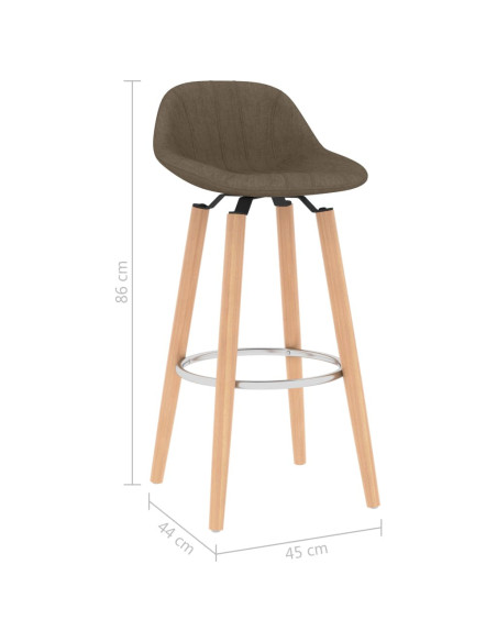 Tabourets de bar en lot de 2 en tissu Brun  