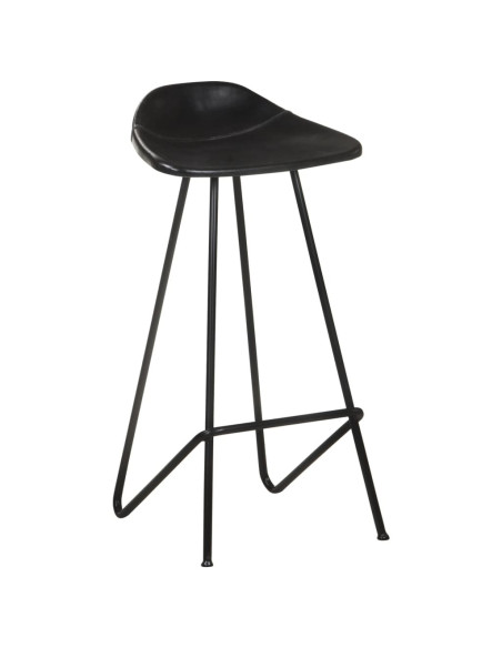 Tabourets de bar industriel en lot de 2 en cuir véritable Noir  {attributes}