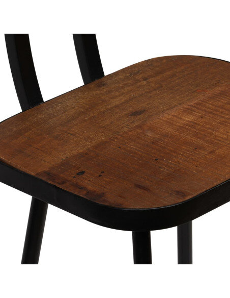 Tabourets de bar industriel en lot de 2 en bois massif de récupération Brun  {attributes}