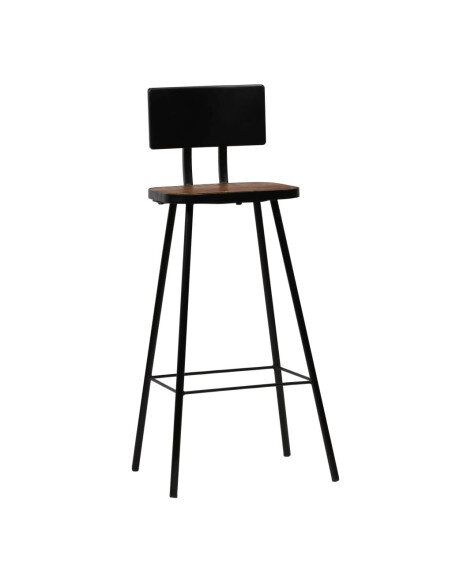 Tabourets de bar industriel en lot de 2 en bois massif de récupération Brun  {attributes}