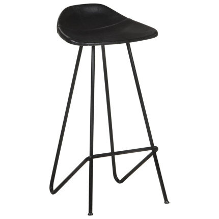 Tabourets de bar industriel en lot de 2 en cuir véritable Noir  {attributes}