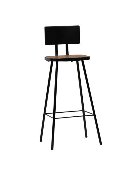 Tabourets de bar industriel en lot de 2 en bois massif de récupération Brun  {attributes}