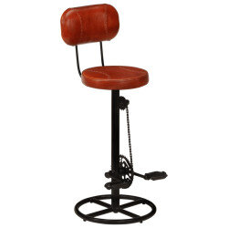 Tabourets de bar Industriel / Rétro - Vintage en lot de 2 en cuir de chèvre véritable Brun 44 x 44 x 109 cm {attributes} 2