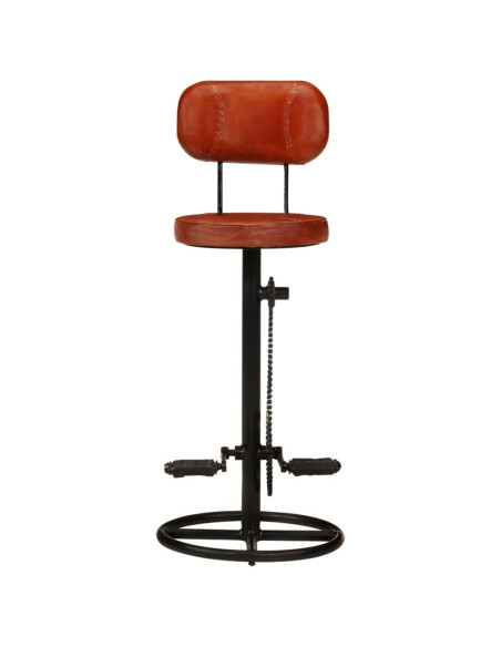 Tabourets de bar Industriel / Rétro - Vintage en lot de 2 en cuir de chèvre véritable Brun 44 x 44 x 109 cm {attributes}