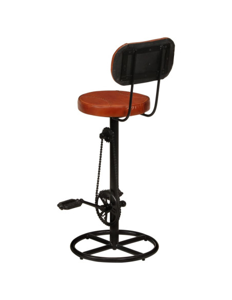 Tabourets de bar Industriel / Rétro - Vintage en lot de 2 en cuir de chèvre véritable Brun 44 x 44 x 109 cm {attributes}
