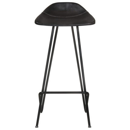 Tabourets de bar industriel en lot de 2 en cuir véritable Noir  {attributes}