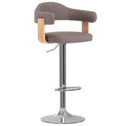 Tabourets de bar Rétro / Vintage en lot de 2 en bois courbé et tissu Taupe  {attributes} 2