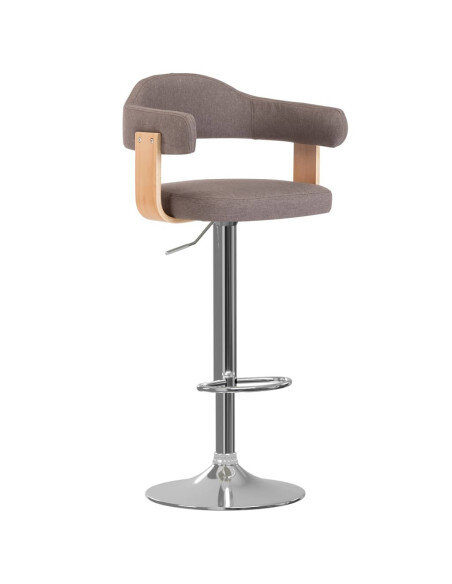 Tabourets de bar Rétro / Vintage en lot de 2 en bois courbé et tissu Taupe  {attributes}