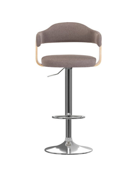 Tabourets de bar Rétro / Vintage en lot de 2 en bois courbé et tissu Taupe  {attributes}
