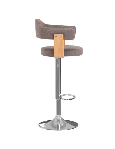 Tabourets de bar Rétro / Vintage en lot de 2 en bois courbé et tissu Taupe  {attributes}