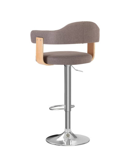 Tabourets de bar Rétro / Vintage en lot de 2 en bois courbé et tissu Taupe  {attributes}