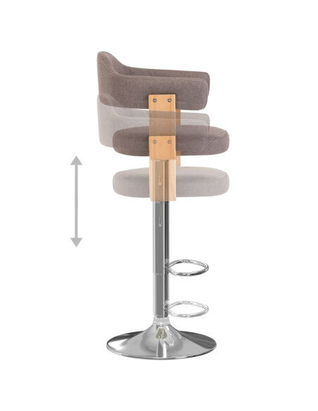 Tabourets de bar Rétro / Vintage en lot de 2 en bois courbé et tissu Taupe  {attributes}