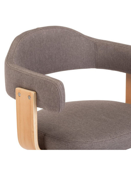 Tabourets de bar Rétro / Vintage en lot de 2 en bois courbé et tissu Taupe  {attributes}