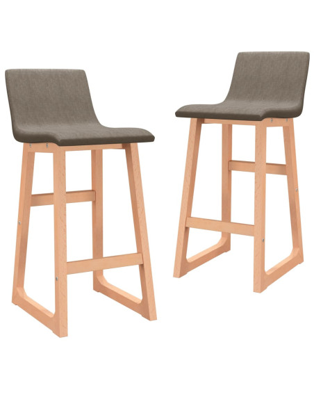 Tabourets de bar en lot de 2 en tissu Taupe  