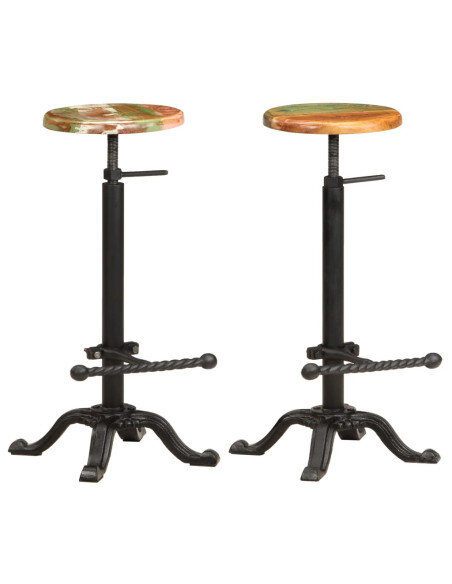 Tabourets de bar industriel en lot de 2 en bois de récupération et fonte Multicolore  {attributes} Tabourets de bar industriel en lot de 2 en bois de récupération et fonte Multicolore  {attributes}