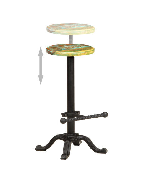 Tabourets de bar industriel en lot de 2 en bois de récupération et fonte Multicolore  {attributes} Tabourets de bar industriel en lot de 2 en bois de récupération et fonte Multicolore  {attributes}