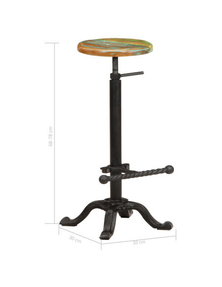 Tabourets de bar industriel en lot de 2 en bois de récupération et fonte Multicolore  {attributes} Tabourets de bar industriel en lot de 2 en bois de récupération et fonte Multicolore  {attributes}