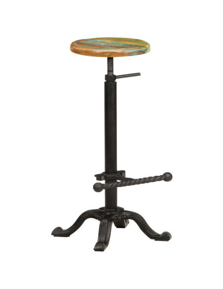 Tabourets de bar industriel en lot de 2 en bois de récupération et fonte Multicolore  {attributes} Tabourets de bar industriel en lot de 2 en bois de récupération et fonte Multicolore  {attributes}