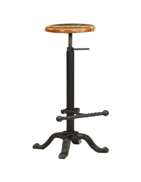 Tabourets de bar industriel en lot de 2 en bois de récupération et fonte Multicolore  {attributes} Tabourets de bar industriel en lot de 2 en bois de récupération et fonte Multicolore  {attributes}