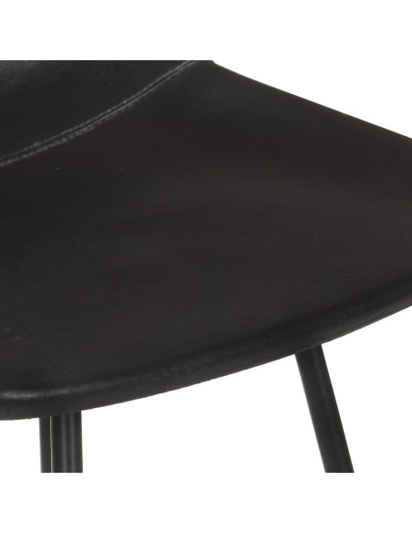 Tabourets de bar industriel en lot de 2 en cuir véritable Noir  {attributes}