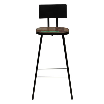 Tabourets de bar industriel en lot de 2 en bois massif de récupération Brun  {attributes}