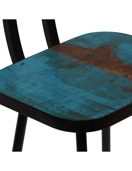 Tabourets de bar industriel en lot de 2 en bois massif de récupération Brun  {attributes}