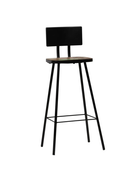Tabourets de bar industriel en lot de 2 en bois massif de récupération Brun  {attributes}
