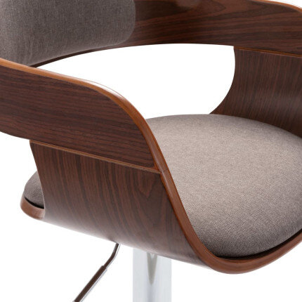 Tabouret de bar Rétro / Vintage en contreplaqué et tissu Taupe  {attributes}