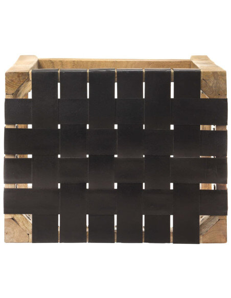 Tabourets de bar Bohème / Nature en lot de 2 en cuir véritable Noir 60 cm {attributes} Tabourets de bar Bohème / Nature en lot de 2 en cuir véritable Noir 60 cm {attributes}