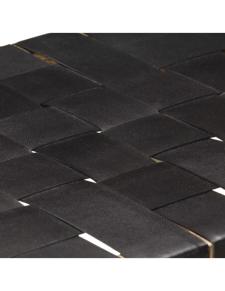 Tabourets de bar Bohème / Nature en lot de 2 en cuir véritable Noir 60 cm {attributes} Tabourets de bar Bohème / Nature en lot de 2 en cuir véritable Noir 60 cm {attributes}