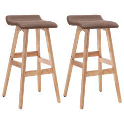 Tabourets de bar en lot de 2 en tissu Taupe