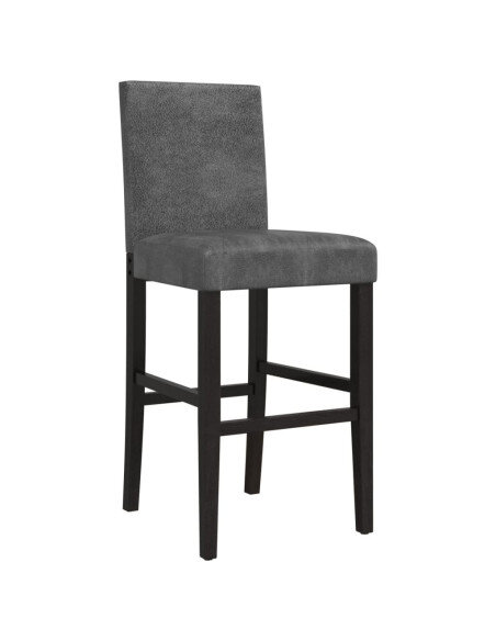 Chaise de bar campagne / chic en lot de 2 en bois massif d'hévéa et tissu Gris  {attributes}