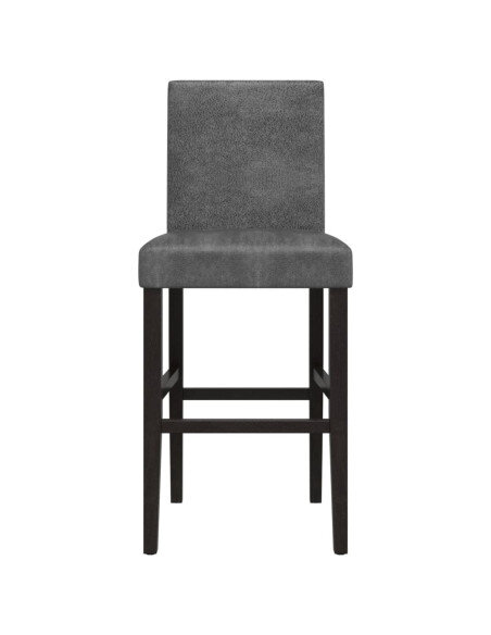 Chaise de bar campagne / chic en lot de 2 en bois massif d'hévéa et tissu Gris  {attributes}