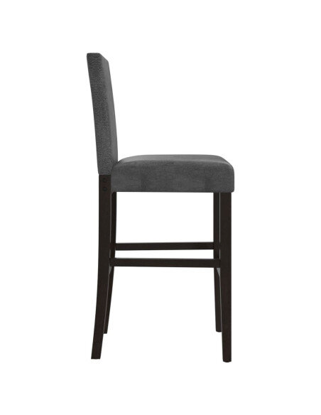 Chaise de bar campagne / chic en lot de 2 en bois massif d'hévéa et tissu Gris  {attributes}