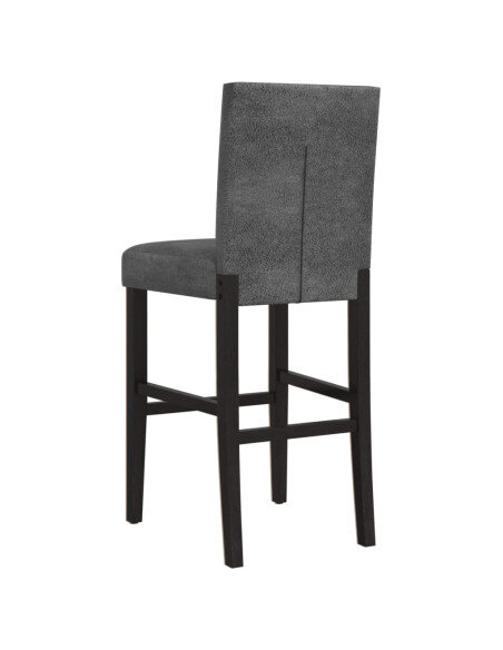 Chaise de bar campagne / chic en lot de 2 en bois massif d'hévéa et tissu Gris  {attributes}