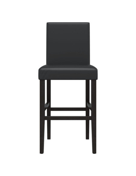 Chaise de bar campagne / chic en lot de 2 en bois massif d'hévéa et similicuir Noir  {attributes}