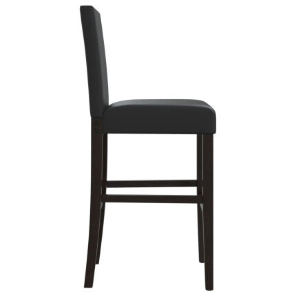 Chaise de bar campagne / chic en lot de 2 en bois massif d'hévéa et similicuir Noir  {attributes}