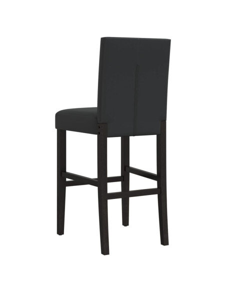 Chaise de bar campagne / chic en lot de 2 en bois massif d'hévéa et similicuir Noir  {attributes}