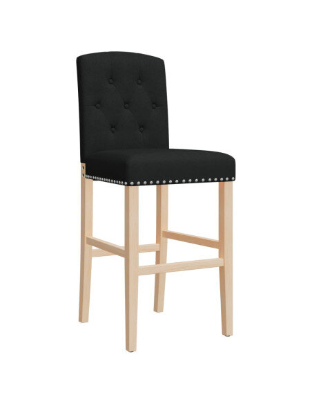 Chaise de bar campagne / chic en lot de 2 en bois massif d'hévéa et tissu Noir  {attributes} Chaise de bar campagne / chic en lot de 2 en bois massif d'hévéa et tissu Noir  {attributes}