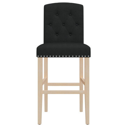 Chaise de bar campagne / chic en lot de 2 en bois massif d'hévéa et tissu Noir  {attributes}