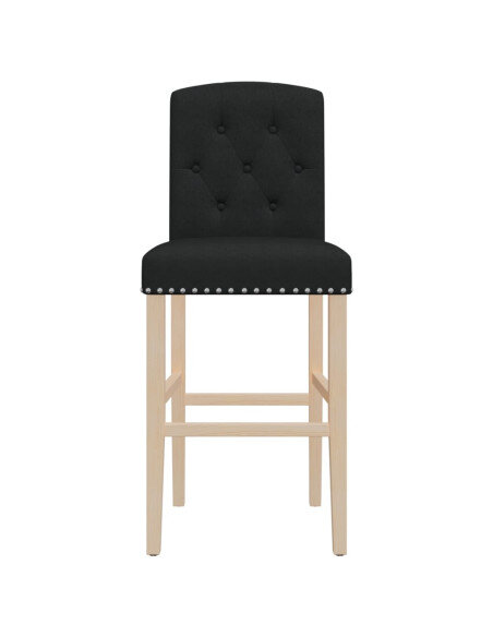Chaise de bar campagne / chic en lot de 2 en bois massif d'hévéa et tissu Noir  {attributes} Chaise de bar campagne / chic en lot de 2 en bois massif d'hévéa et tissu Noir  {attributes}