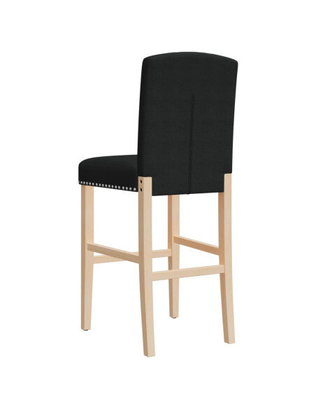 Chaise de bar campagne / chic en lot de 2 en bois massif d'hévéa et tissu Noir  {attributes} Chaise de bar campagne / chic en lot de 2 en bois massif d'hévéa et tissu Noir  {attributes}