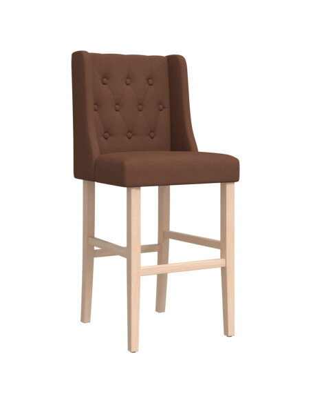 Chaise de bar campagne / chic en lot de 2 en bois massif d'hévéa et tissu Brun  {attributes}