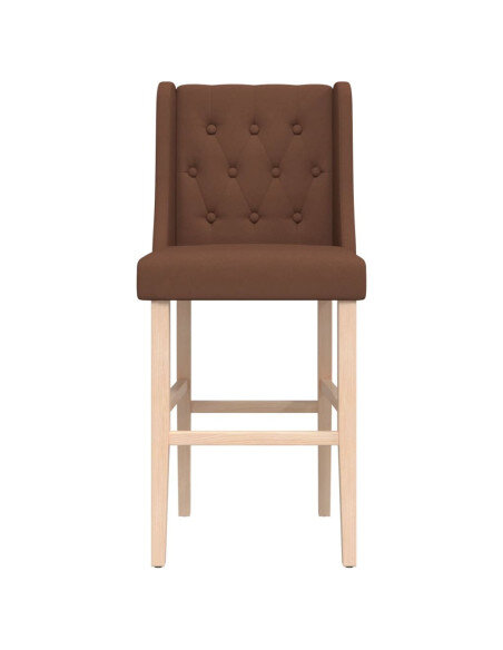Chaise de bar campagne / chic en lot de 2 en bois massif d'hévéa et tissu Brun  {attributes}