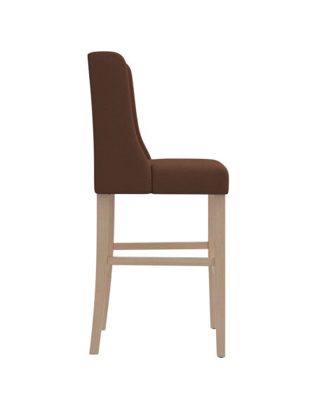 Chaise de bar campagne / chic en lot de 2 en bois massif d'hévéa et tissu Brun  {attributes}