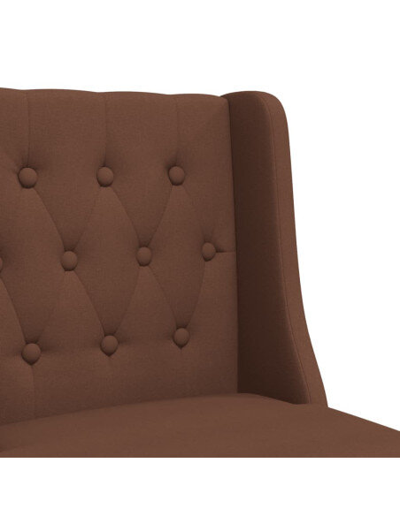 Chaise de bar campagne / chic en lot de 2 en bois massif d'hévéa et tissu Brun  {attributes}